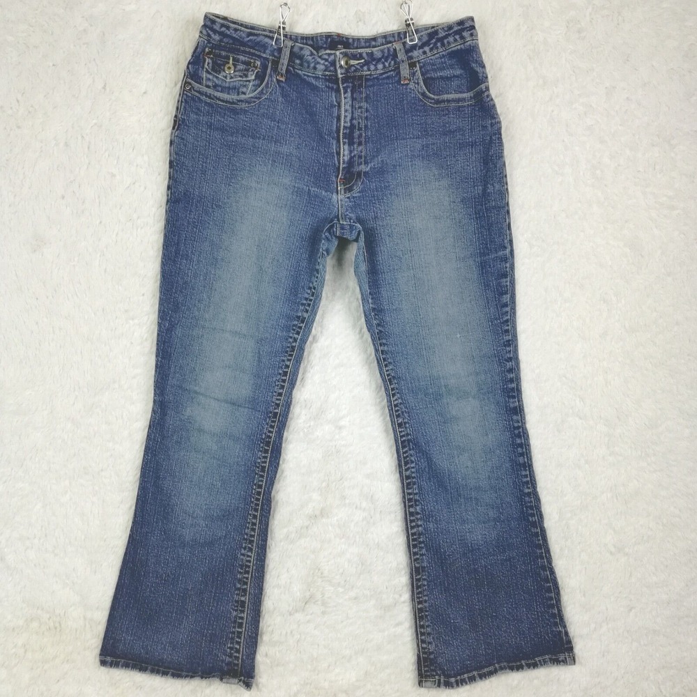 Bailey's Point Womens Jeans Boot Cut Blue Denim Flap Pocket Medium Wash Mid 14